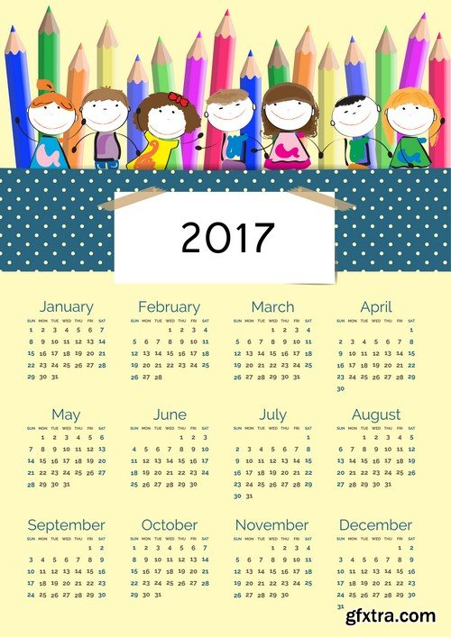 Calendar for children - 5 EPS
