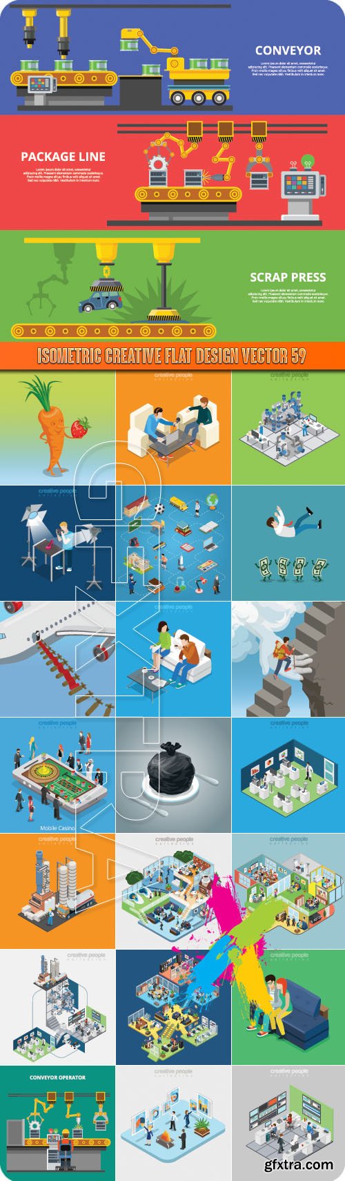 Isometric creative flat design vector set 59