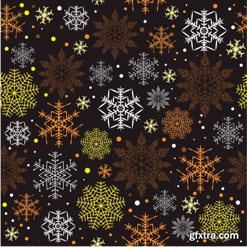 Christmas pattern collection, set with snowflakes line stile over color backgrounds, vector illustration