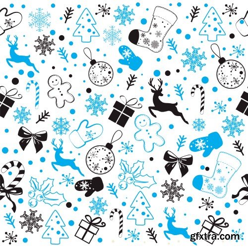 Christmas pattern collection, set with snowflakes line stile over color backgrounds, vector illustration