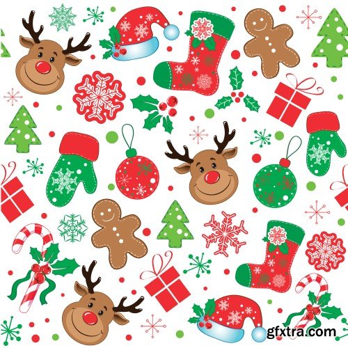 Christmas pattern collection, set with snowflakes line stile over color backgrounds, vector illustration