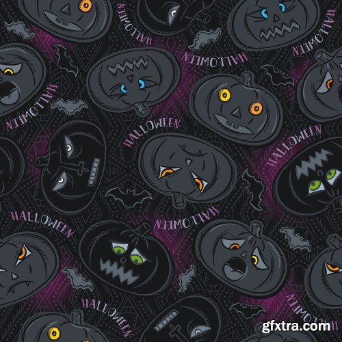 Halloween greeting card with ghost, seamless pattern with Halloween