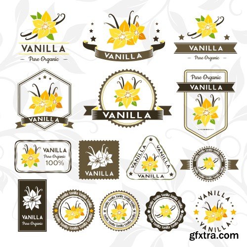 Vanilla labels, stamps and badges collection