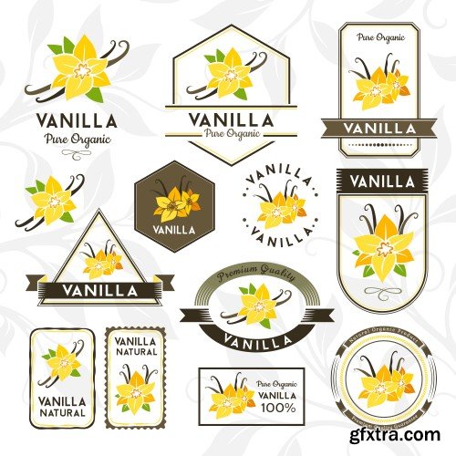 Vanilla labels, stamps and badges collection