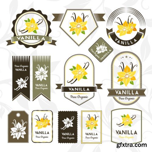 Vanilla labels, stamps and badges collection