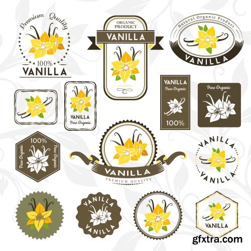 Vanilla labels, stamps and badges collection