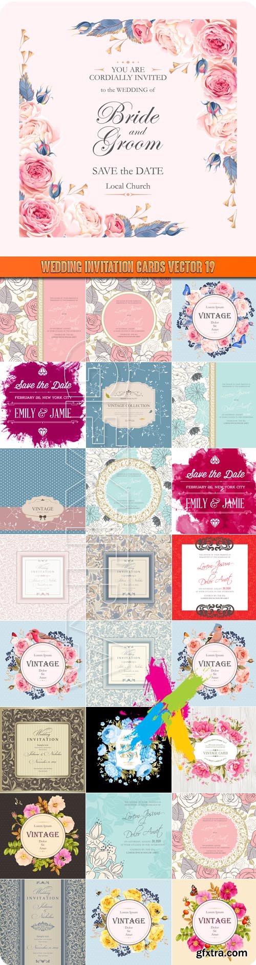 Wedding invitation cards vector 19