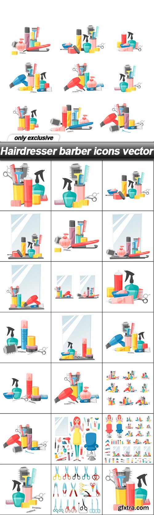 Hairdresser barber icons vector - 20 EPS