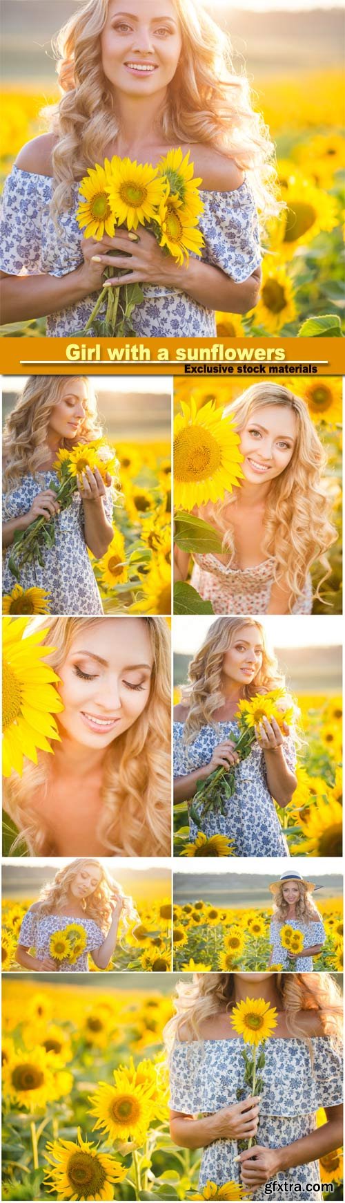 Portrait of the beautiful girl with a sunflowers