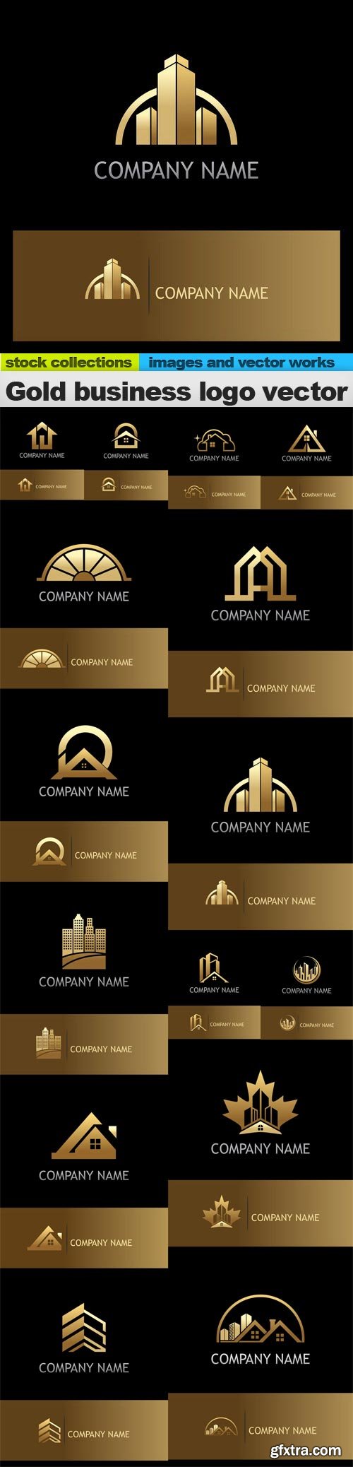 Gold business logo vector, 15 x EPS