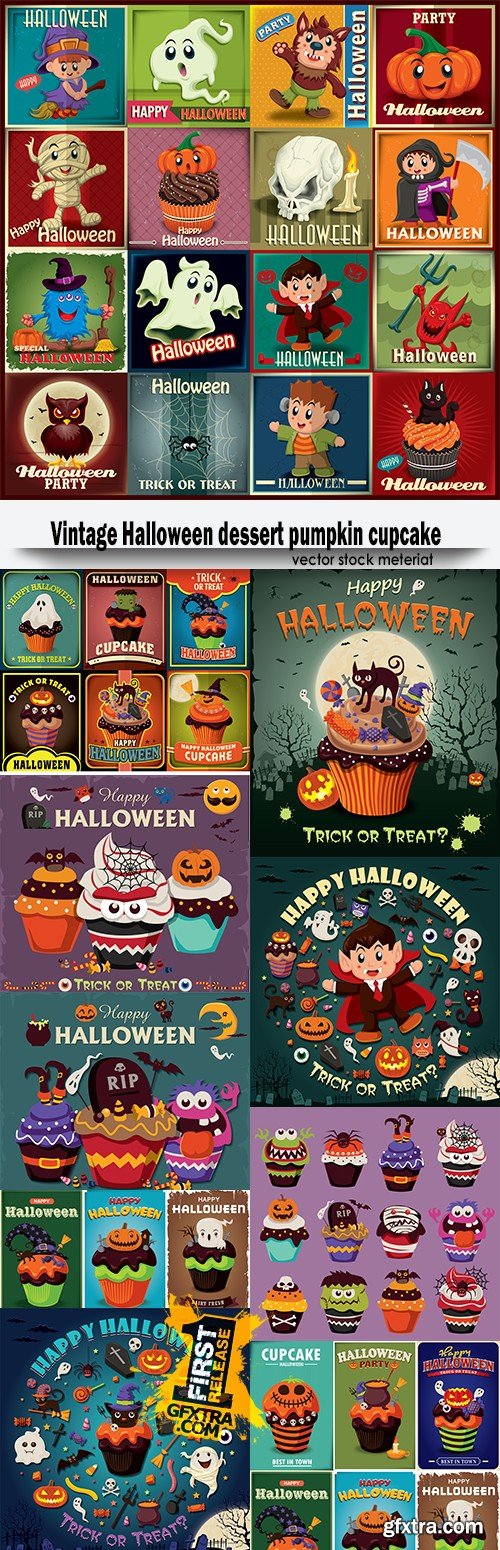 Vintage Halloween dessert pumpkin cupcake