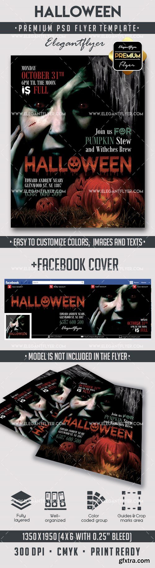 Halloween – Premium Flyer PSD Template + Facebook Cover