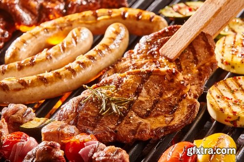 Collection of various types of meat delicacy sliced smoked sausage barbecue meats 25 HQ Jpeg