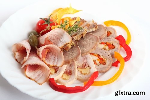 Collection of various types of meat delicacy sliced smoked sausage barbecue meats 25 HQ Jpeg