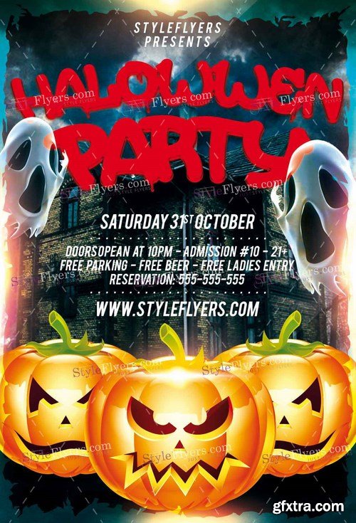 Haloween Party PSD Flyer Template + Facebook Cover