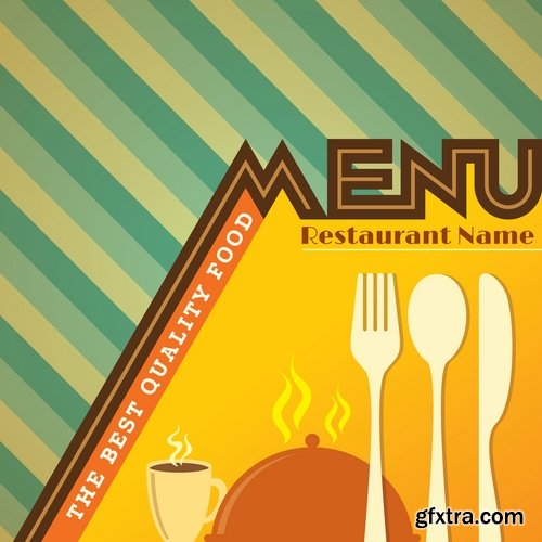 Collection menu food fast food cooking meal drink vector image 2-25 EPS