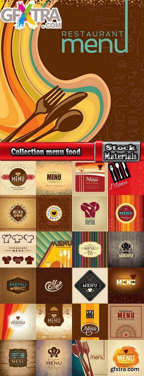 Collection menu food fast food cooking meal drink vector image 2-25 EPS