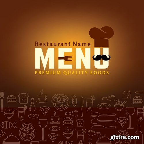 Collection menu food fast food cooking meal drink vector image 2-25 EPS