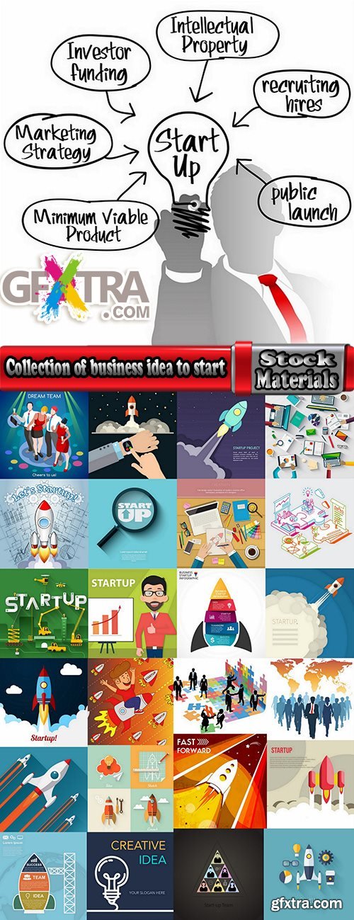 Collection of business idea to start the development of start-up success 25 EPS