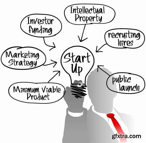 Collection of business idea to start the development of start-up success 25 EPS