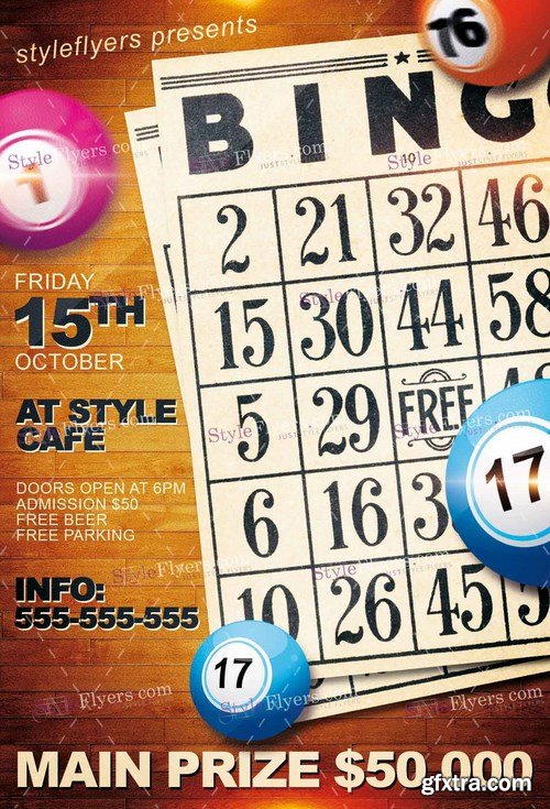 Bingo PSD Flyer Template + Facebook Cover