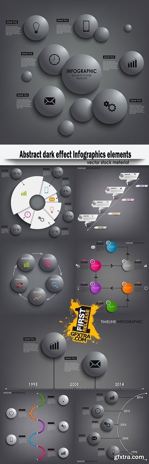 Abstract dark effect Infographics elements