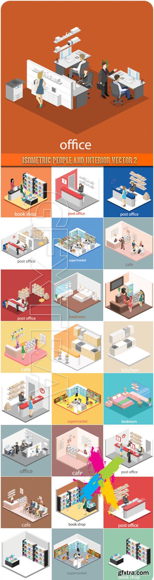 Isometric people and interior vector 2