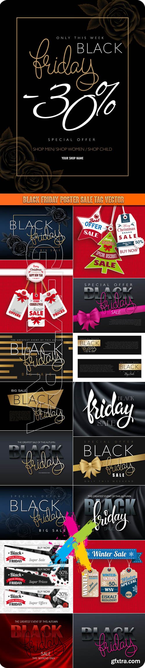 Black friday poster sale tag vector