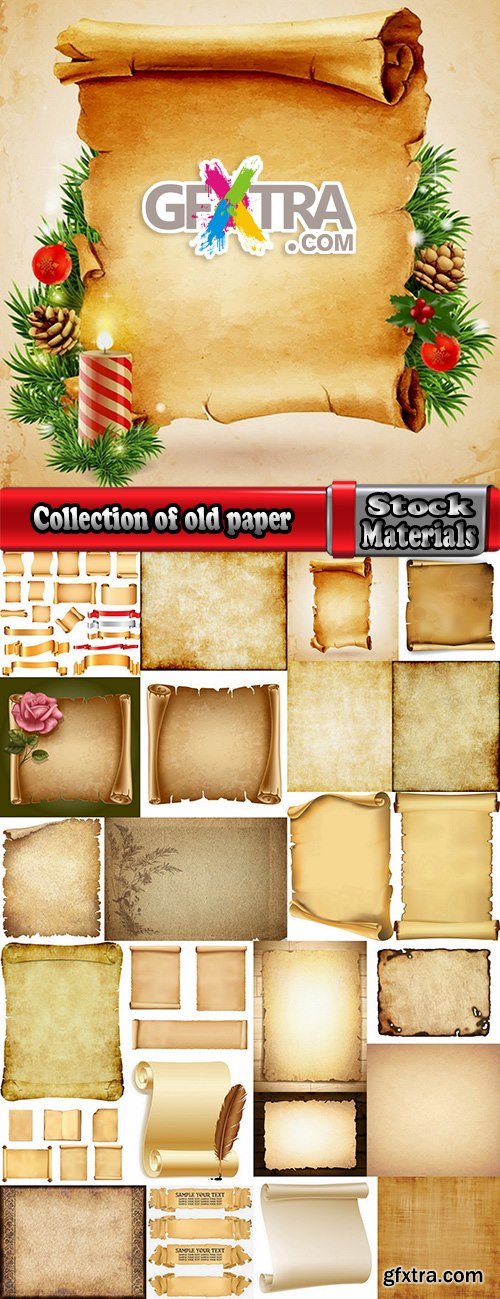 Collection of old paper parchment scroll vector picture frame 25 EPS