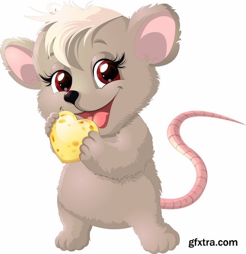 Collection of mouse cheese mousetrap full stomach vector image 25 EPS