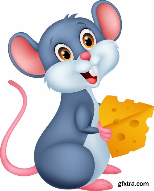 Collection of mouse cheese mousetrap full stomach vector image 25 EPS