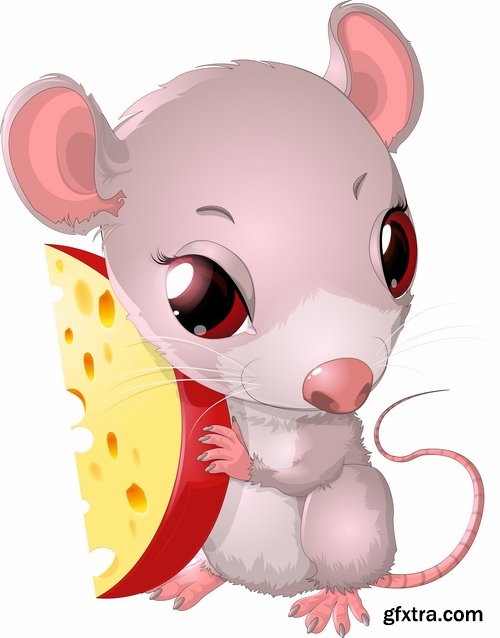 Collection of mouse cheese mousetrap full stomach vector image 25 EPS