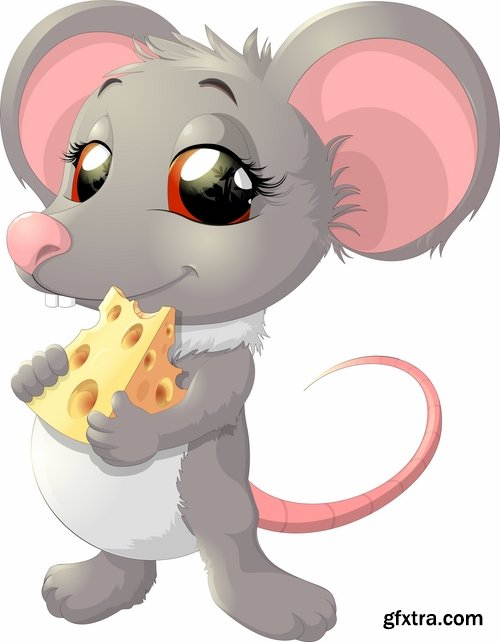 Collection of mouse cheese mousetrap full stomach vector image 25 EPS