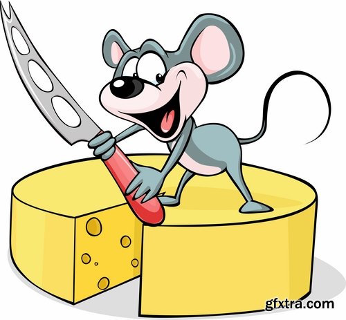 Collection of mouse cheese mousetrap full stomach vector image 25 EPS