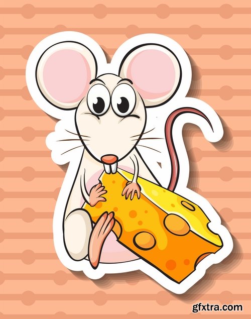 Collection of mouse cheese mousetrap full stomach vector image 25 EPS