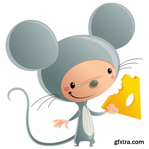 Collection of mouse cheese mousetrap full stomach vector image 25 EPS