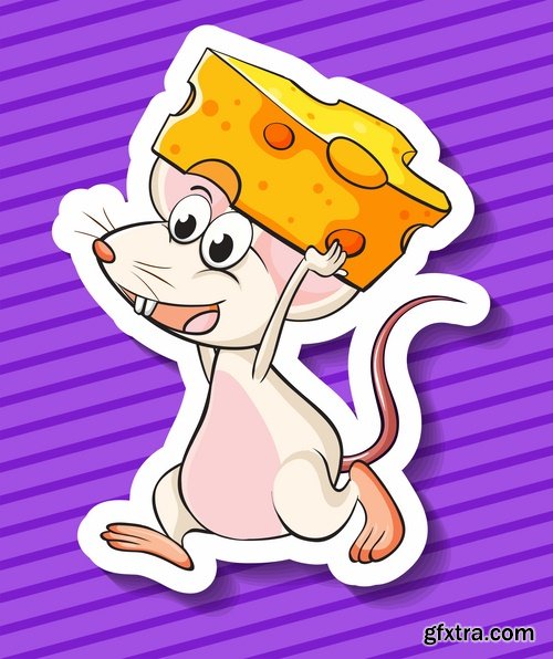 Collection of mouse cheese mousetrap full stomach vector image 25 EPS