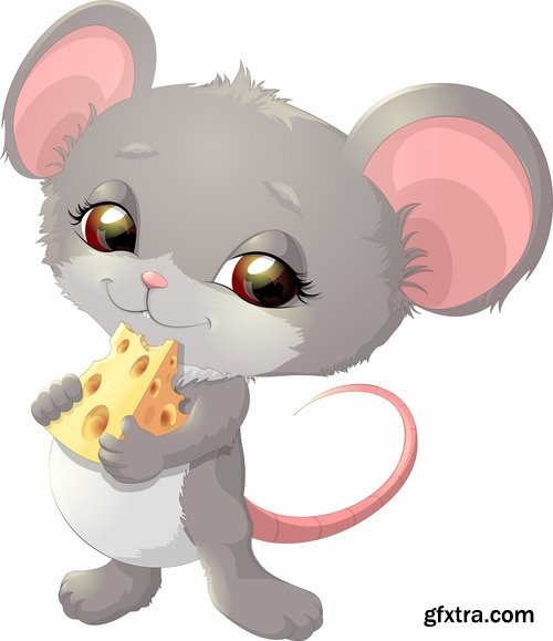 Collection of mouse cheese mousetrap full stomach vector image 25 EPS