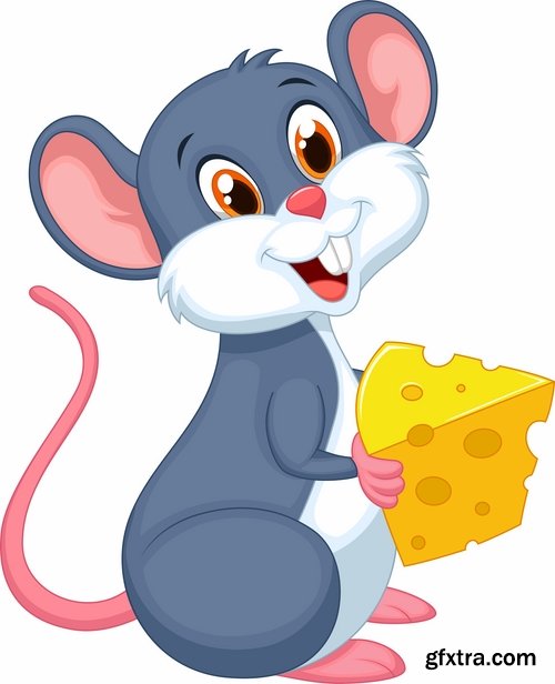 Collection of mouse cheese mousetrap full stomach vector image 25 EPS