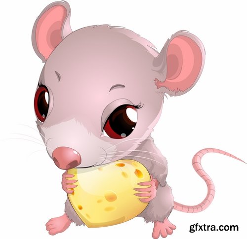 Collection of mouse cheese mousetrap full stomach vector image 25 EPS