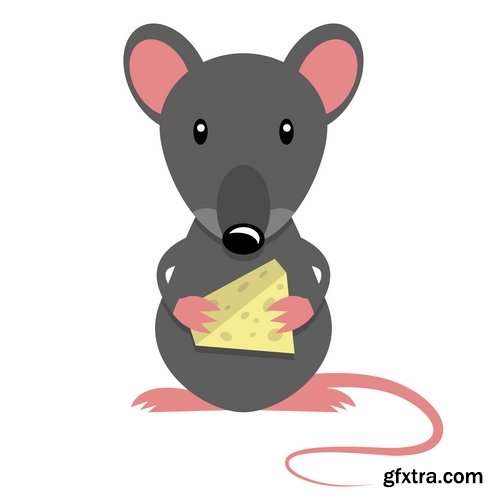 Collection of mouse cheese mousetrap full stomach vector image 25 EPS