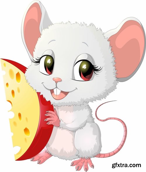 Collection of mouse cheese mousetrap full stomach vector image 25 EPS