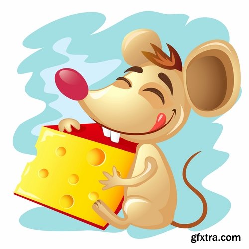 Collection of mouse cheese mousetrap full stomach vector image 25 EPS