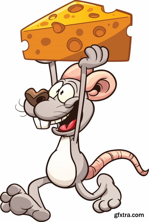 Collection of mouse cheese mousetrap full stomach vector image 25 EPS