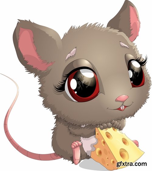 Collection of mouse cheese mousetrap full stomach vector image 25 EPS