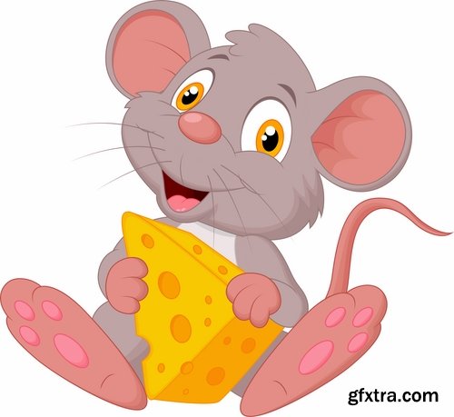 Collection of mouse cheese mousetrap full stomach vector image 25 EPS