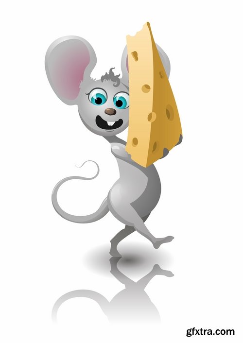 Collection of mouse cheese mousetrap full stomach vector image 25 EPS