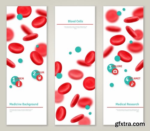 Collection of drop of blood donor medicine flyer template banner background is 25 EPS