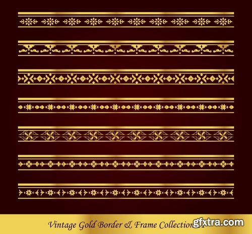 Collection of golden border frame framing vice calligraphic elements 25 EPS