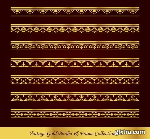 Collection of golden border frame framing vice calligraphic elements 25 EPS